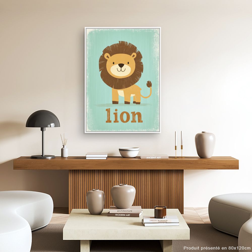 Tableau imprimé pour enfants 'Lion câlin'