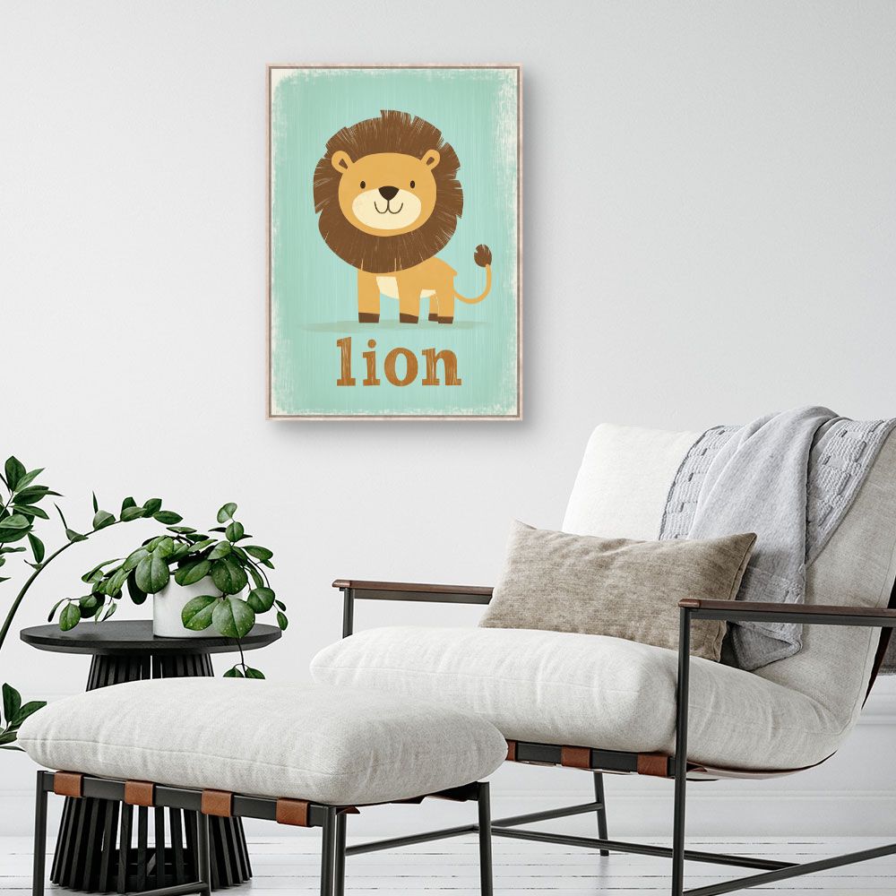 Tableau imprimé pour enfants 'Lion câlin'