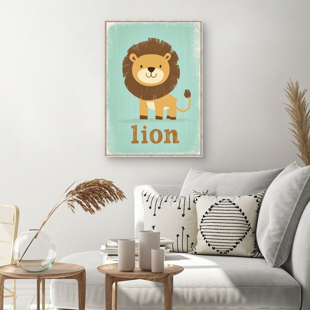 Tableau imprimé pour enfants 'Lion câlin'