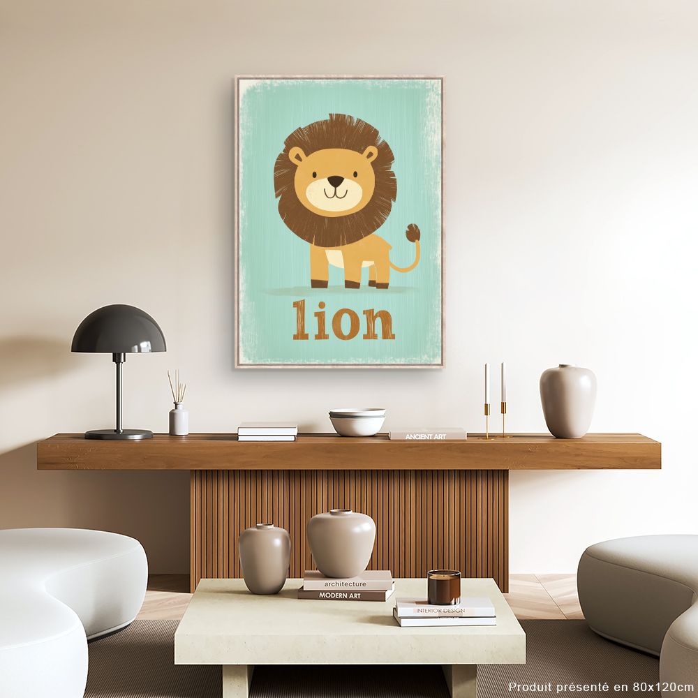 Tableau imprimé pour enfants 'Lion câlin'