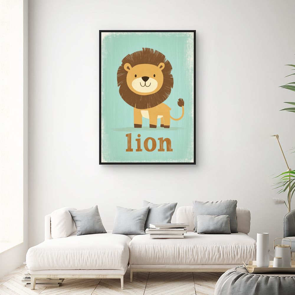 Tableau imprimé pour enfants 'Lion câlin'