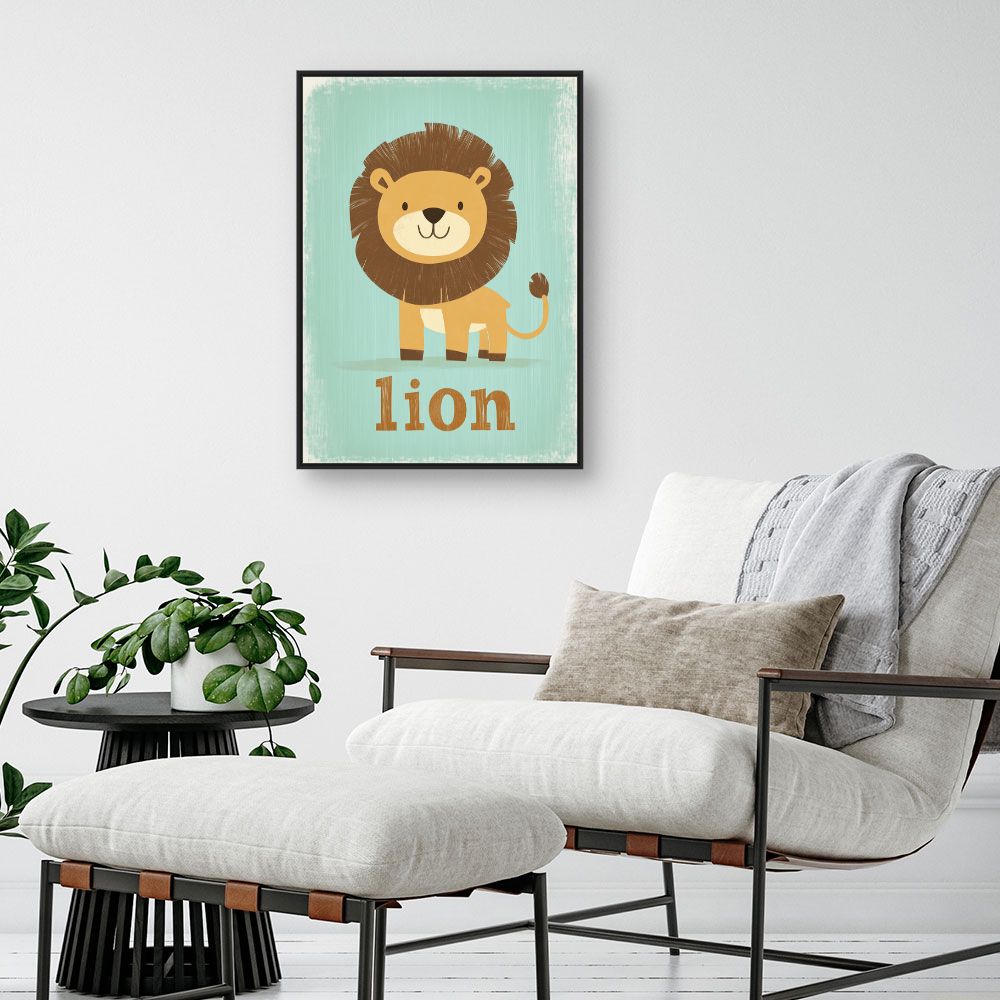Tableau imprimé pour enfants 'Lion câlin'