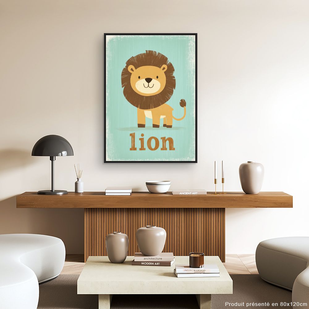 Tableau imprimé pour enfants 'Lion câlin'