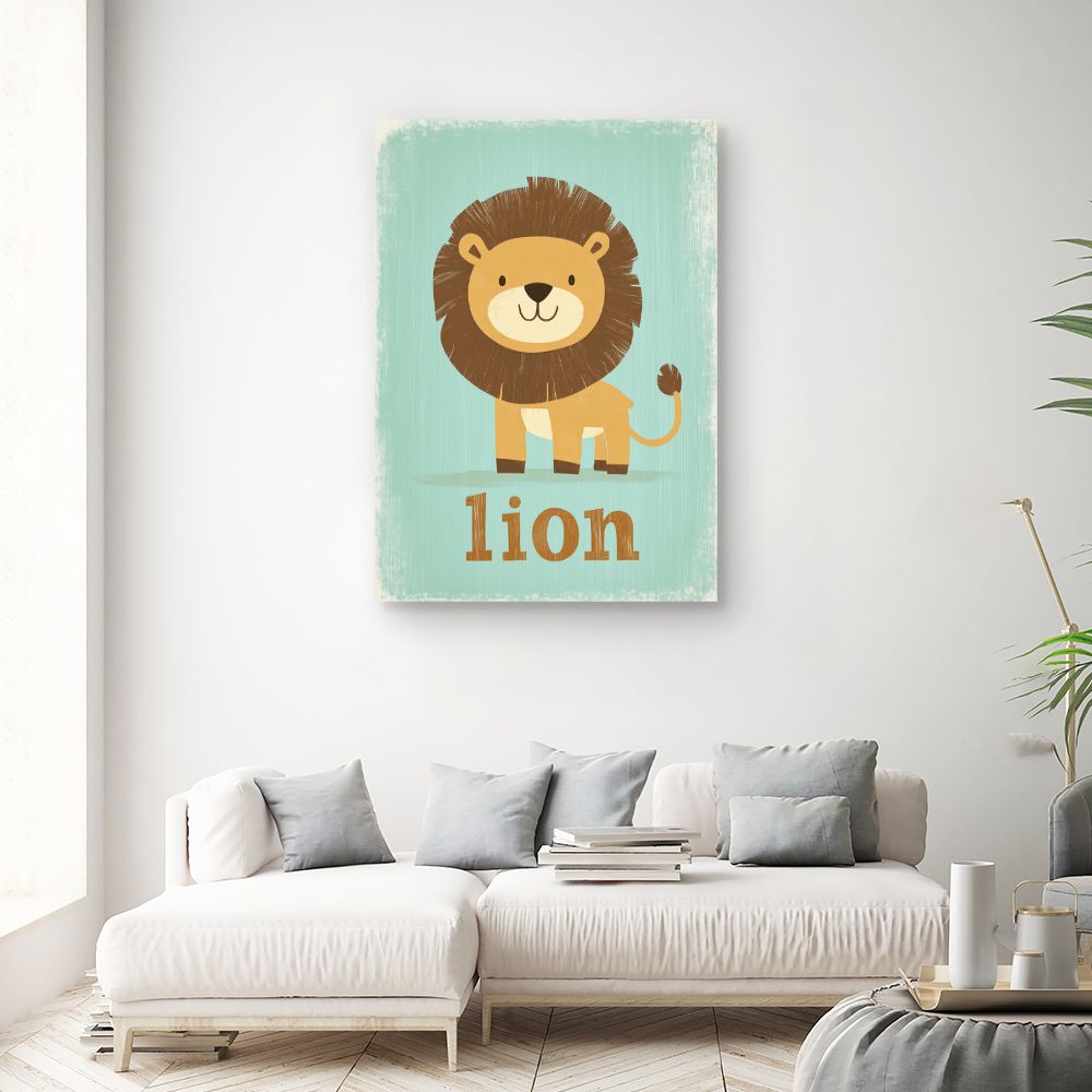 Tableau imprimé pour enfants 'Lion câlin'