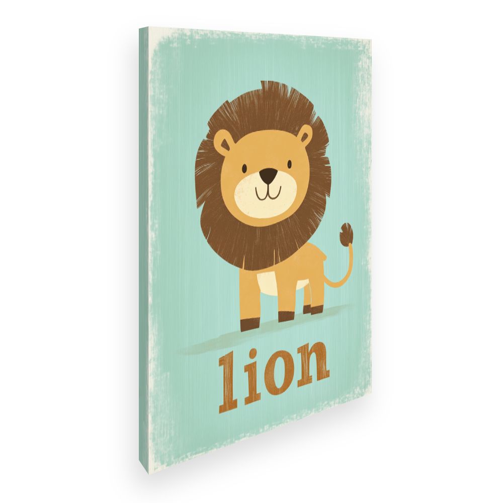 Tableau imprimé pour enfants 'Lion câlin'