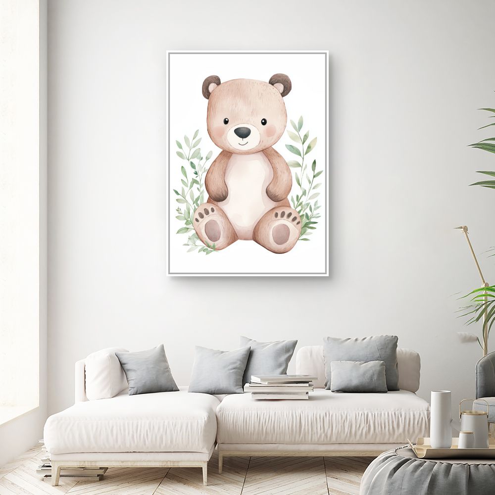Tableau imprimé pour enfants 'Ours câlin'