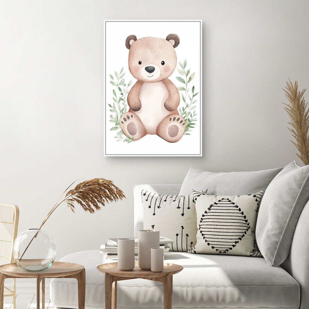Tableau imprimé pour enfants 'Ours câlin'