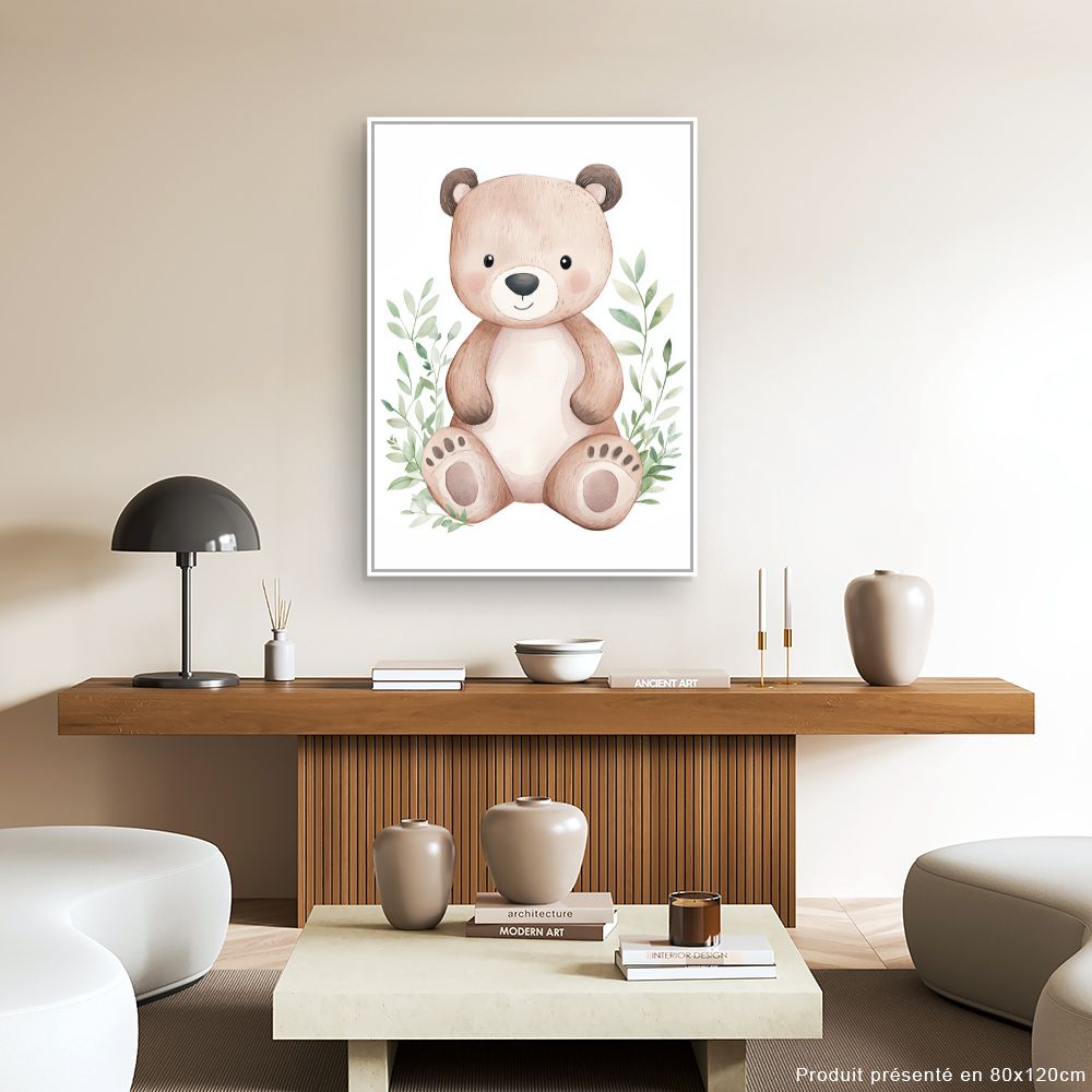 Tableau imprimé pour enfants 'Ours câlin'