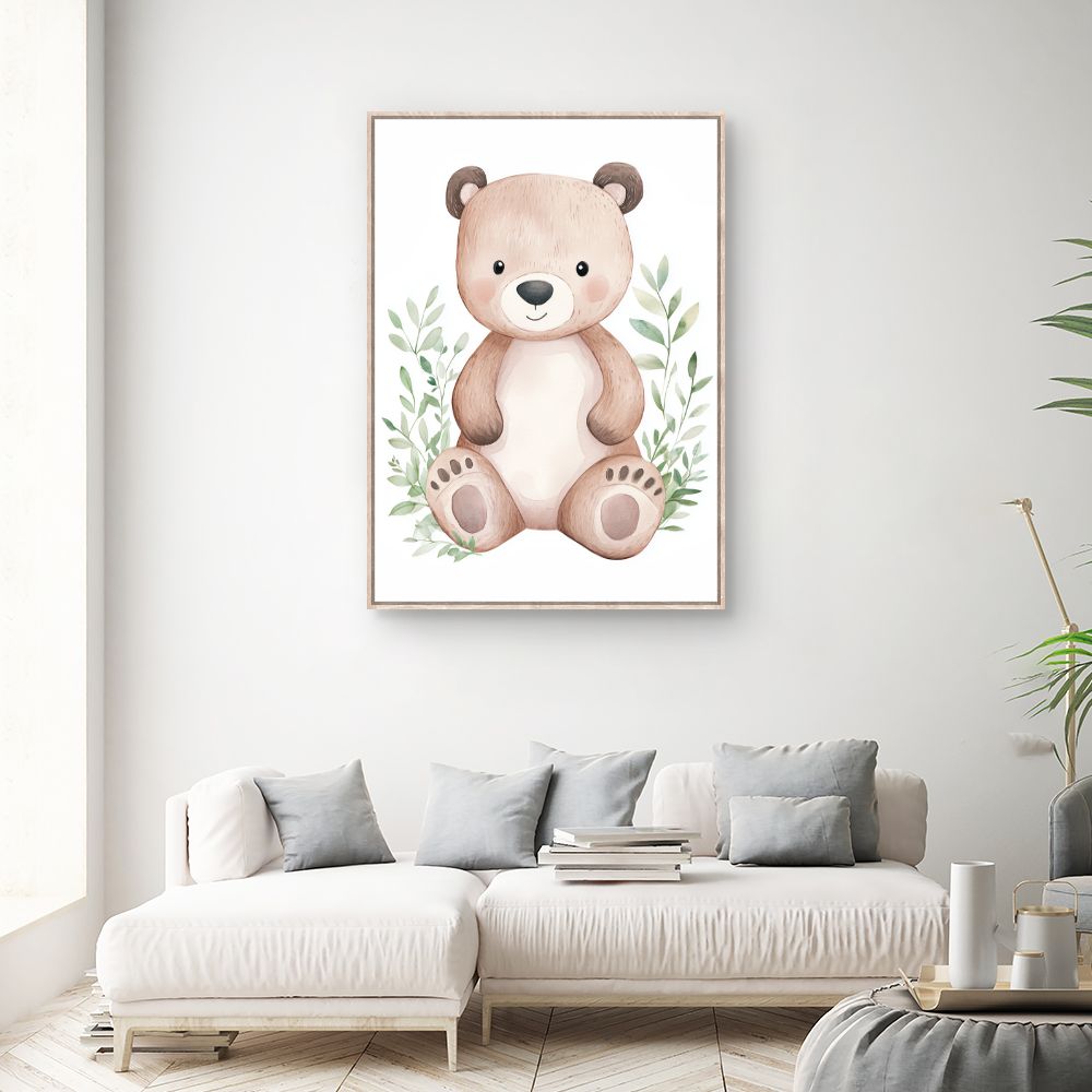 Tableau imprimé pour enfants 'Ours câlin'