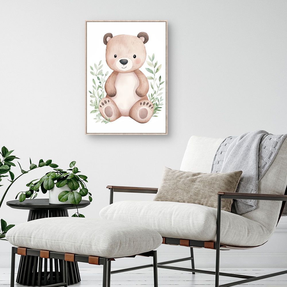 Tableau imprimé pour enfants 'Ours câlin'