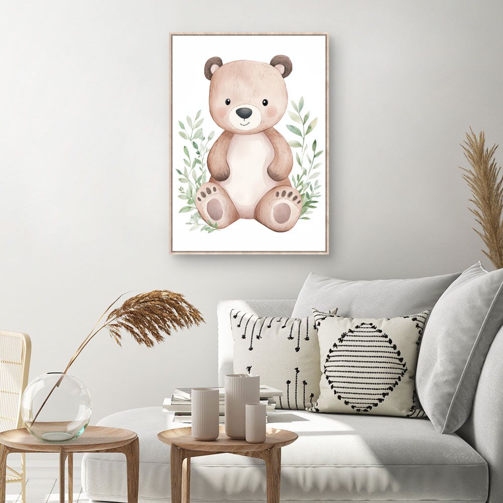 Tableau imprimé pour enfants 'Ours câlin'