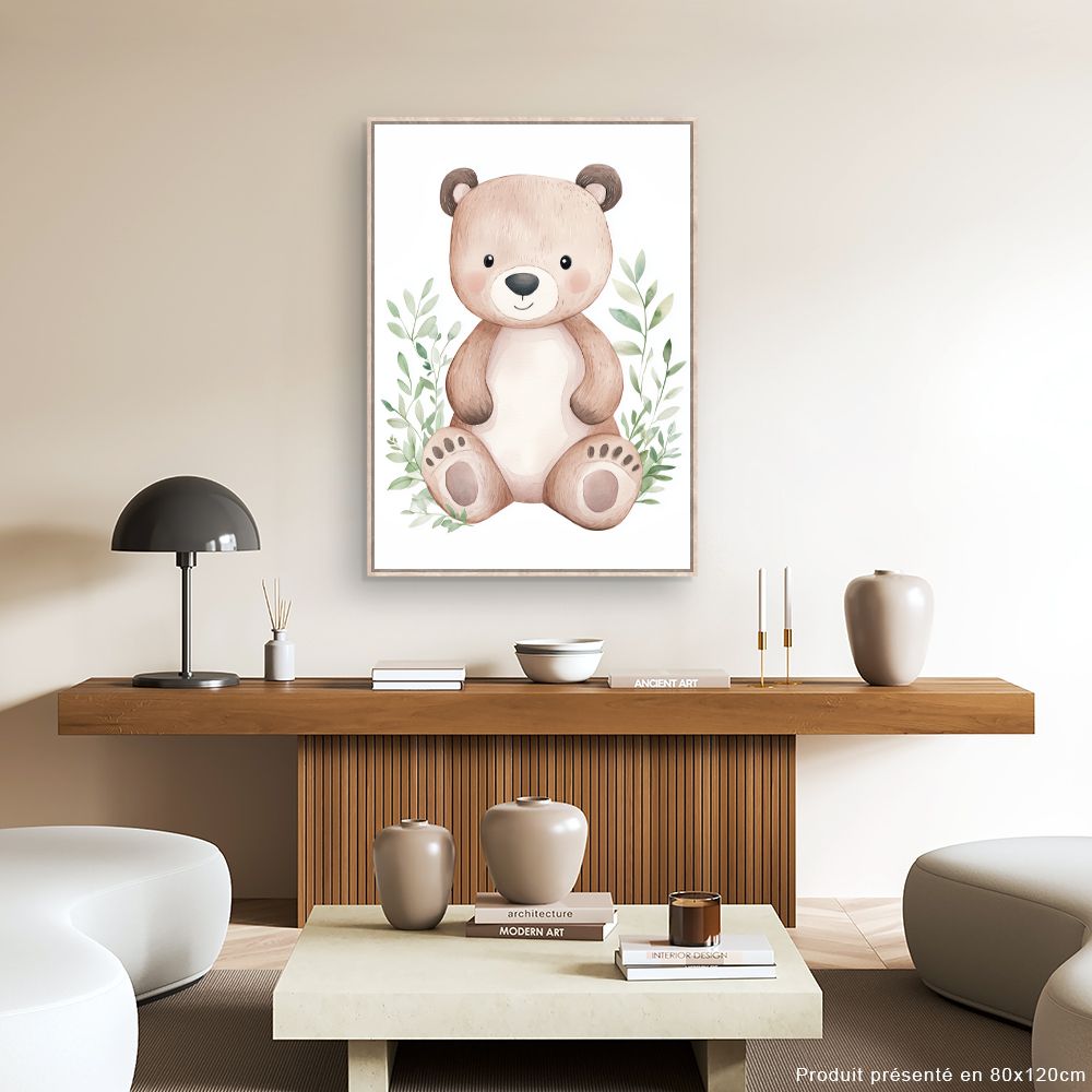 Tableau imprimé pour enfants 'Ours câlin'