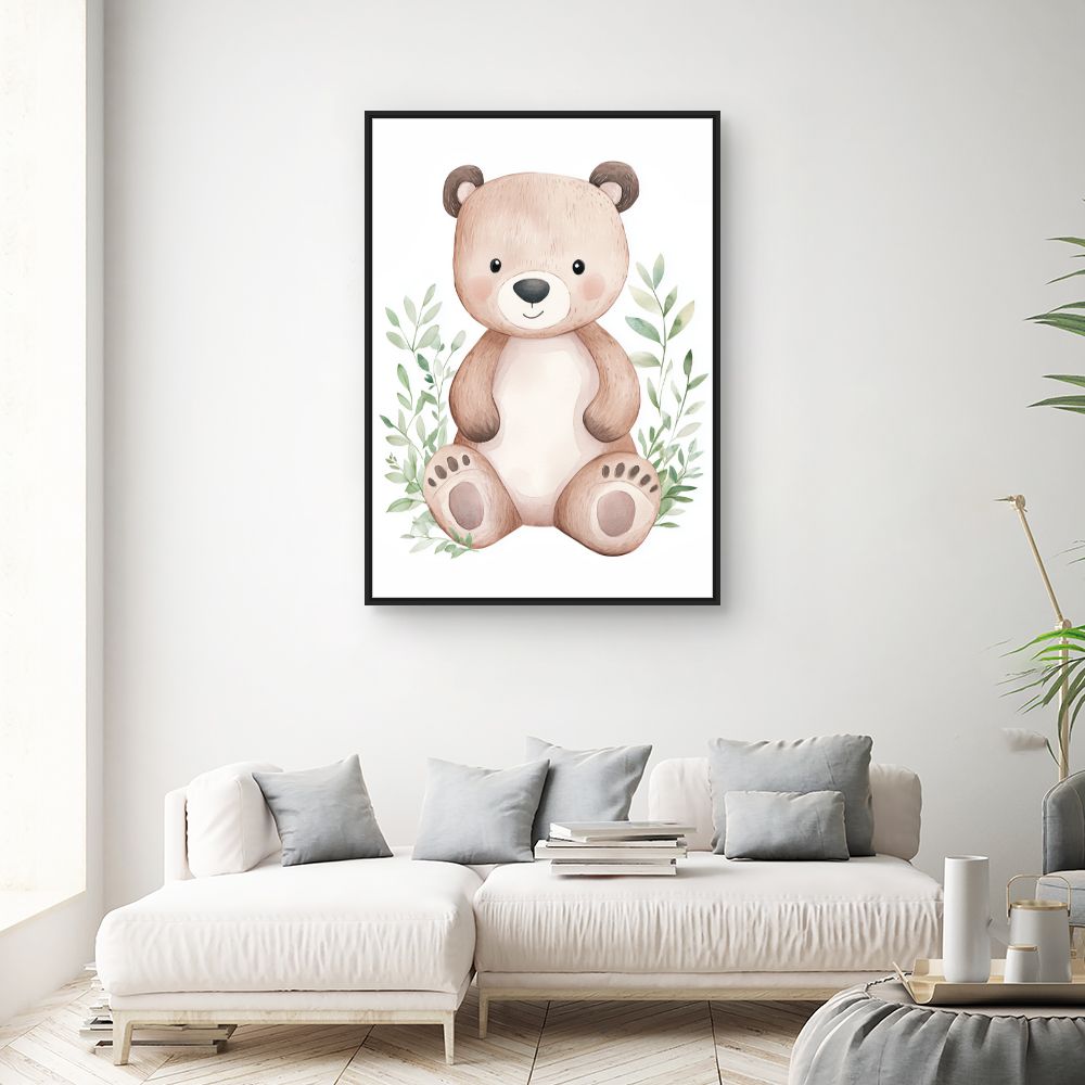 Tableau imprimé pour enfants 'Ours câlin'