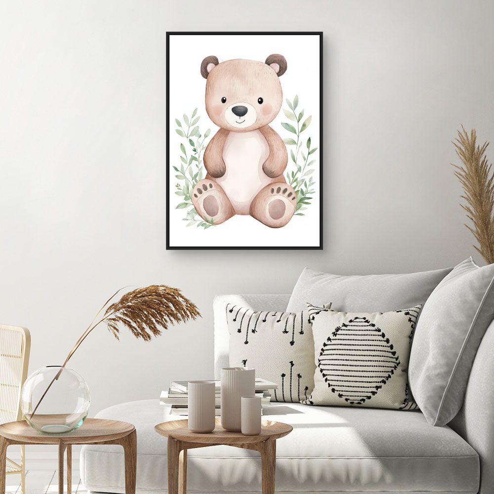Tableau imprimé pour enfants 'Ours câlin'