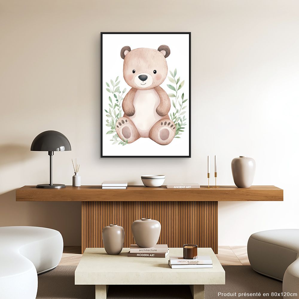 Tableau imprimé pour enfants 'Ours câlin'