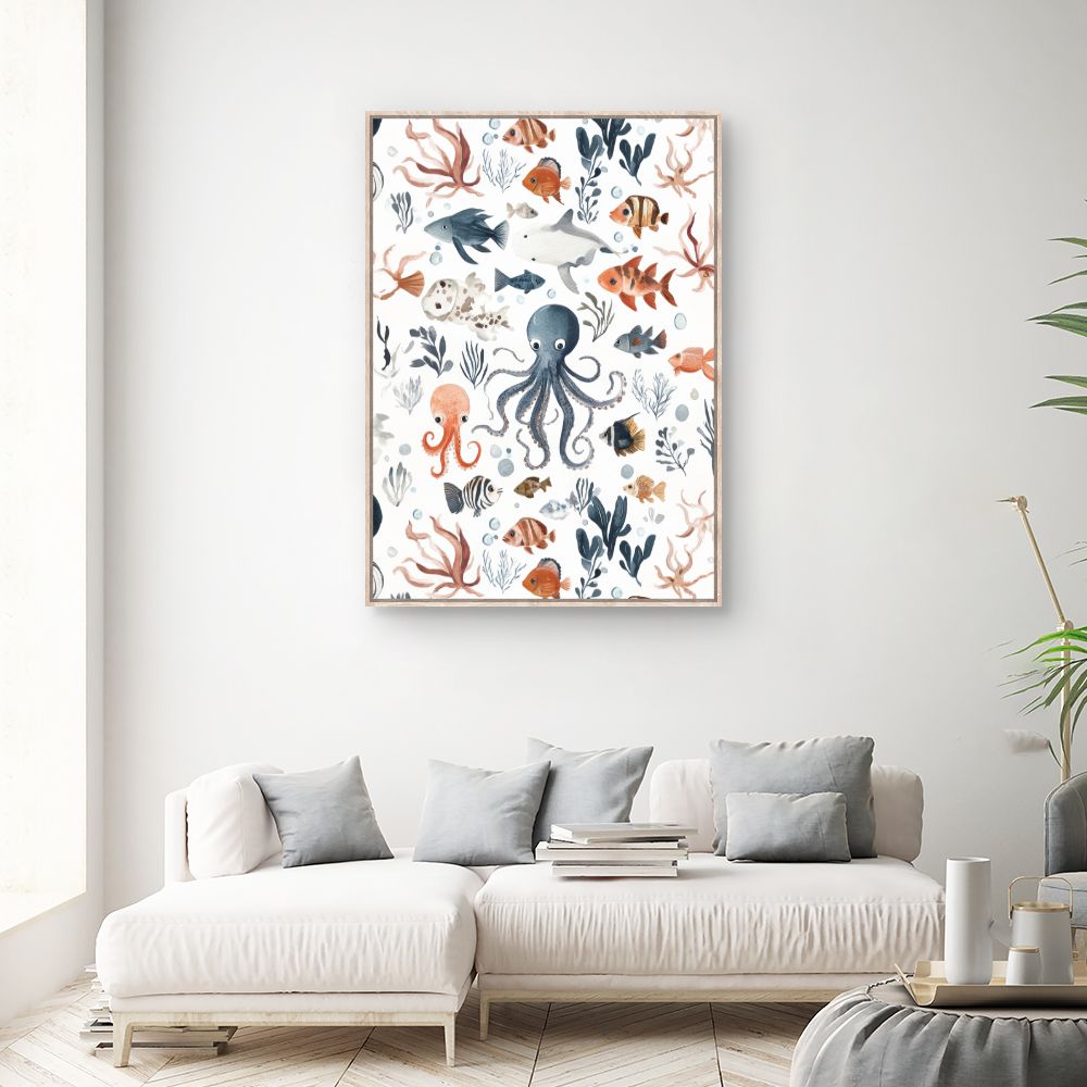 Tableau 'Vie marine joyeuse'