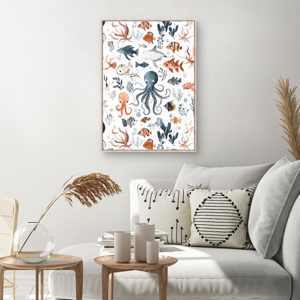 Tableau 'Vie marine joyeuse'