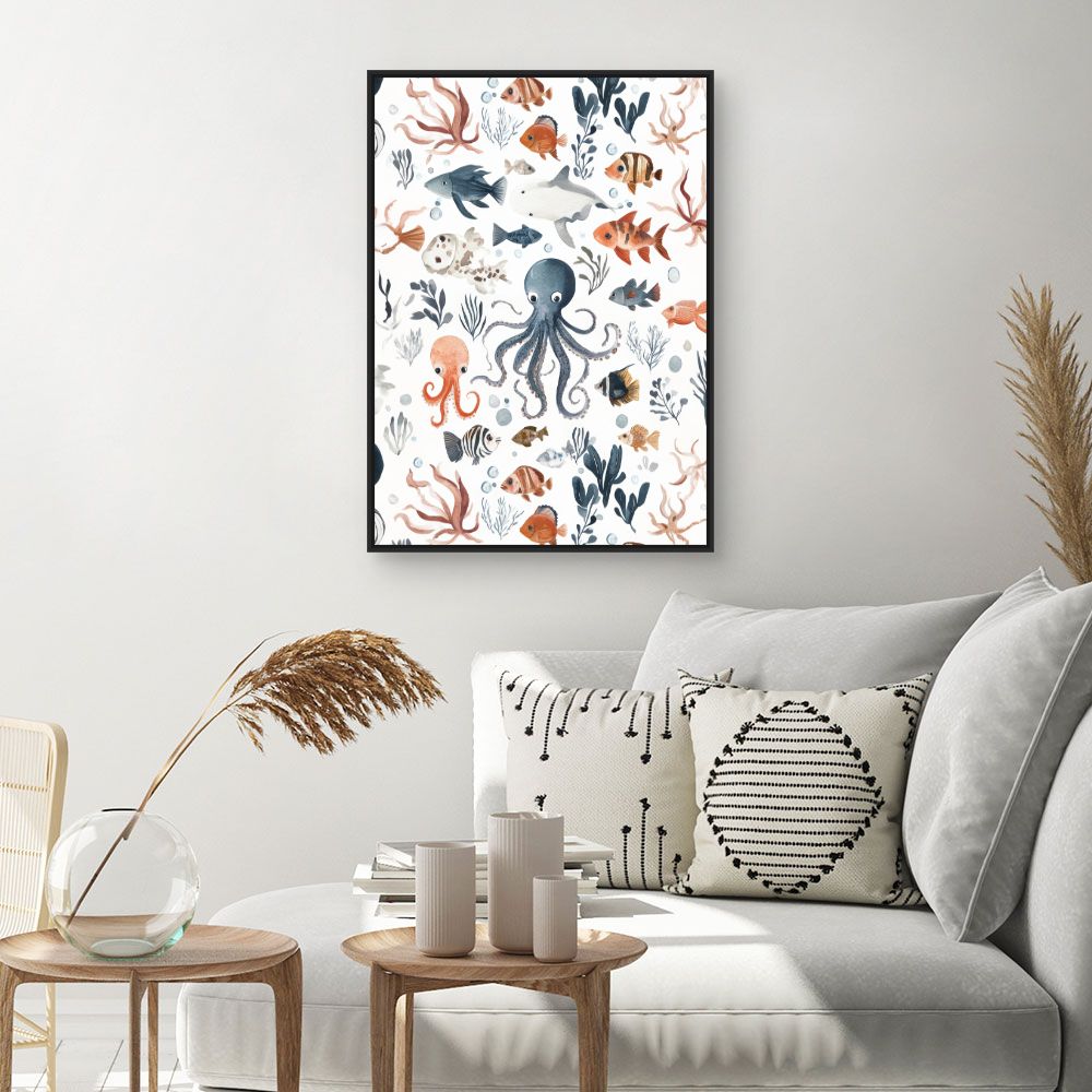 Tableau 'Vie marine joyeuse'