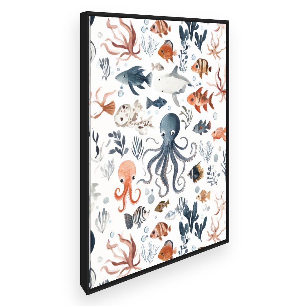 Tableau imprimé pour enfants 'Vie marine joyeuse'