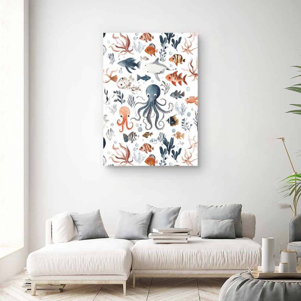 Tableau 'Vie marine joyeuse'