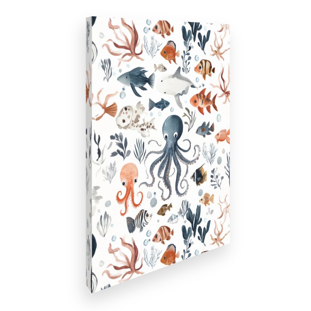 Tableau imprimé pour enfants 'Vie marine joyeuse'