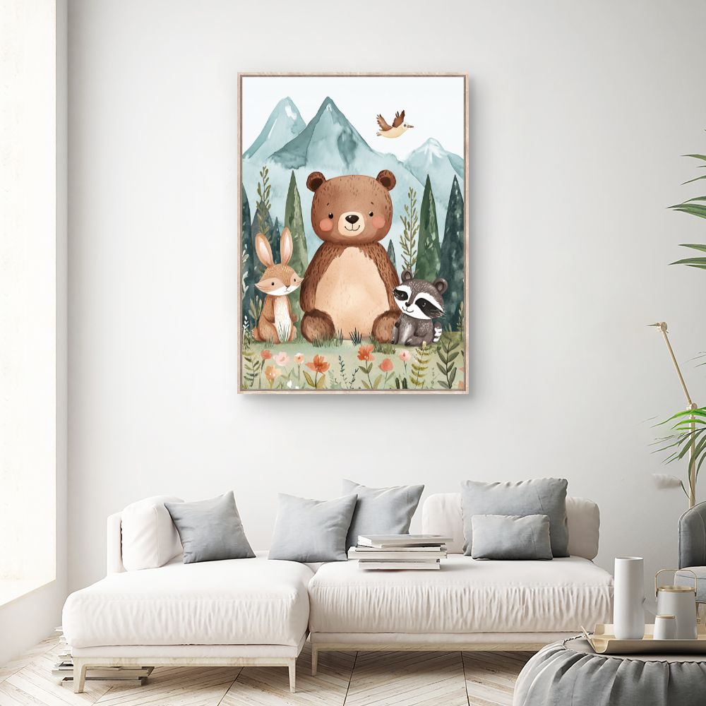 Tableau imprimé pour enfants 'Amis de la forêt'