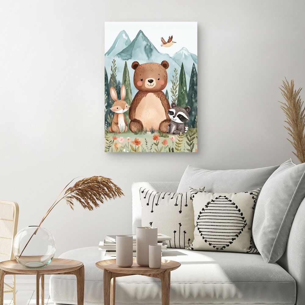 Tableau imprimé pour enfants 'Amis de la forêt'