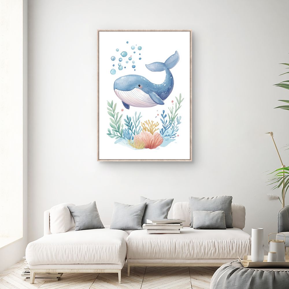 Tableau imprimé pour enfants 'Baleine joyeuse'