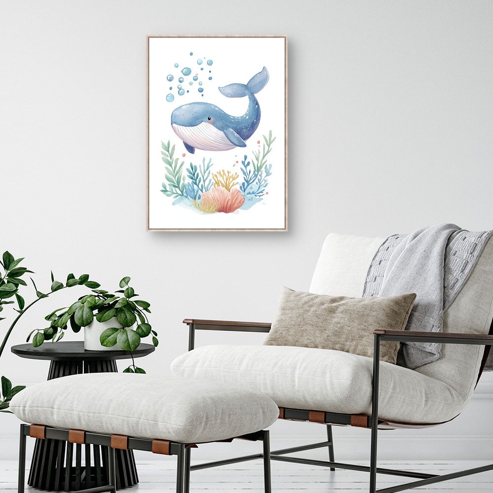 Tableau imprimé pour enfants 'Baleine joyeuse'