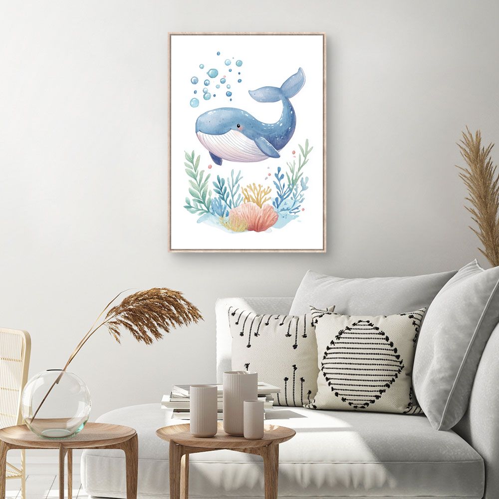 Tableau imprimé pour enfants 'Baleine joyeuse'