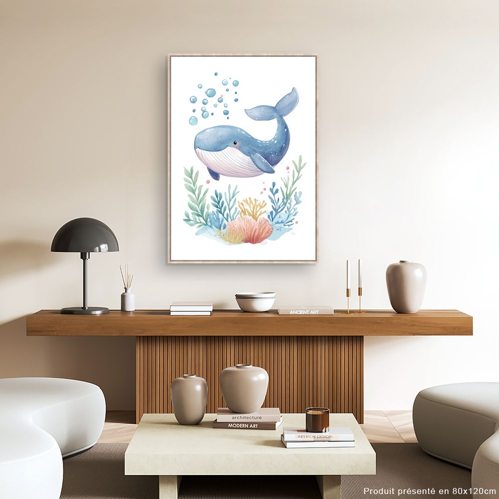 Tableau imprimé pour enfants 'Baleine joyeuse'