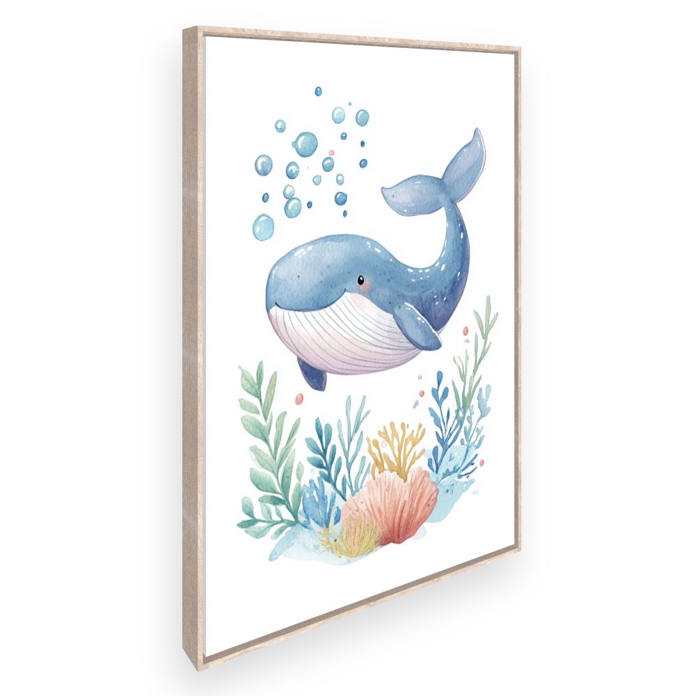 Tableau imprimé pour enfants 'Baleine joyeuse'