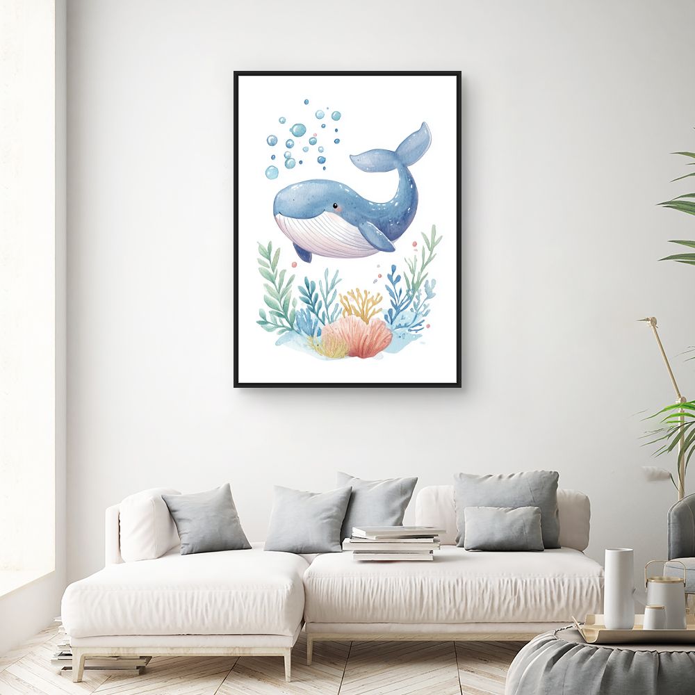 Tableau imprimé pour enfants 'Baleine joyeuse'