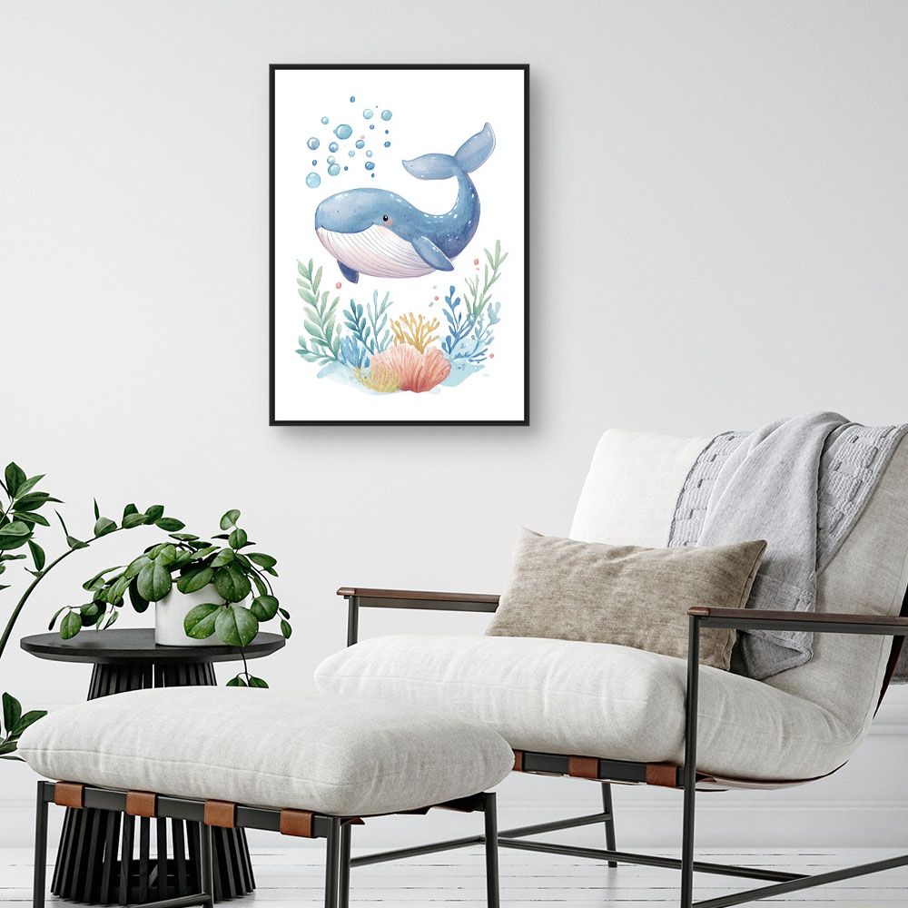 Tableau imprimé pour enfants 'Baleine joyeuse'