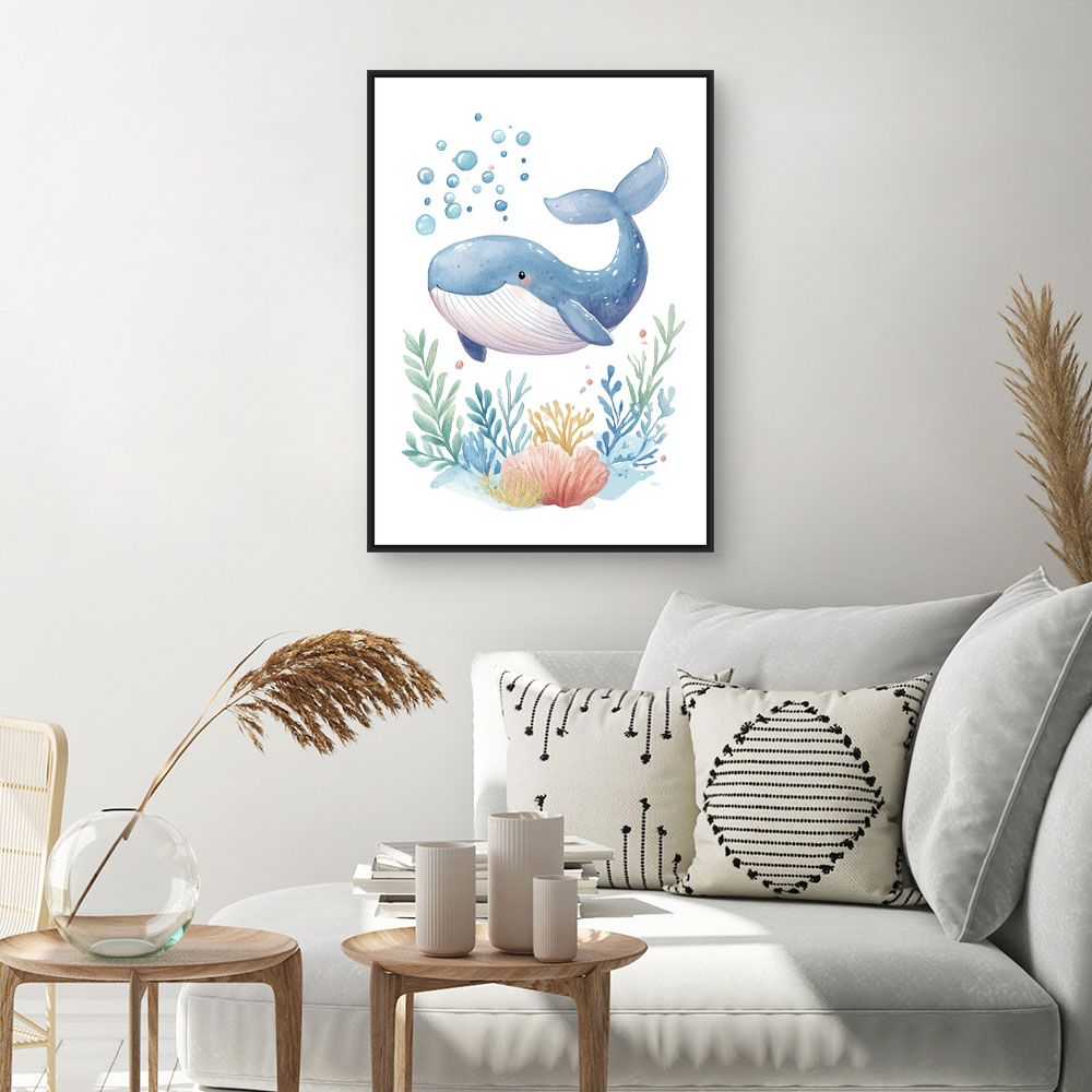 Tableau imprimé pour enfants 'Baleine joyeuse'