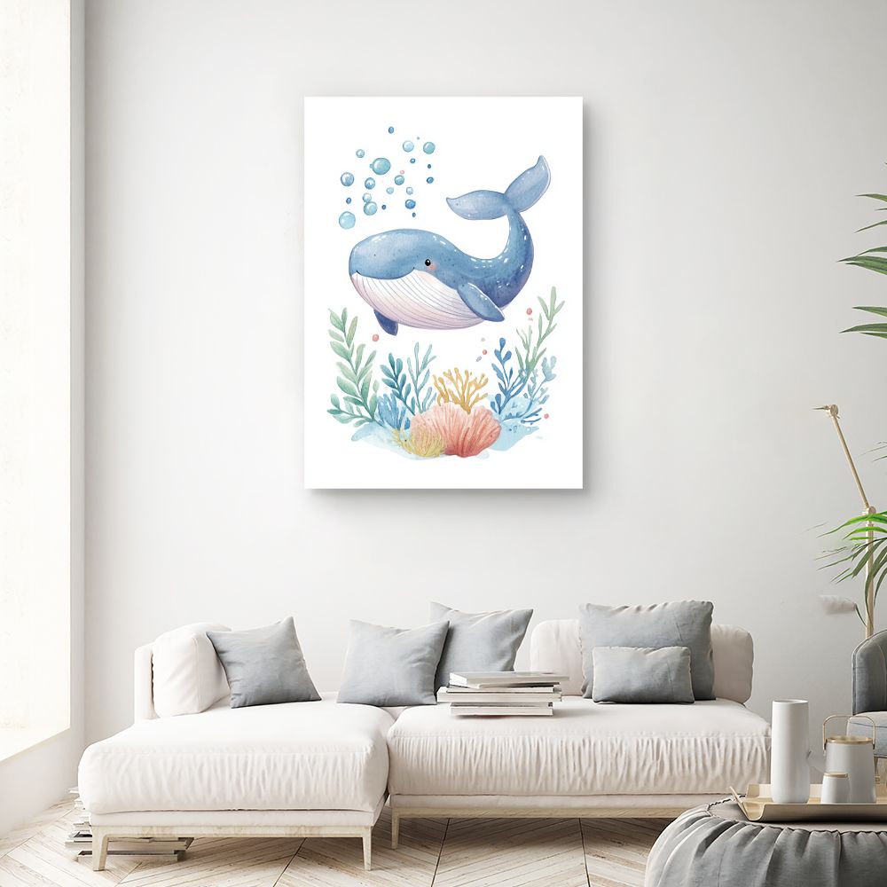 Tableau imprimé pour enfants 'Baleine joyeuse'