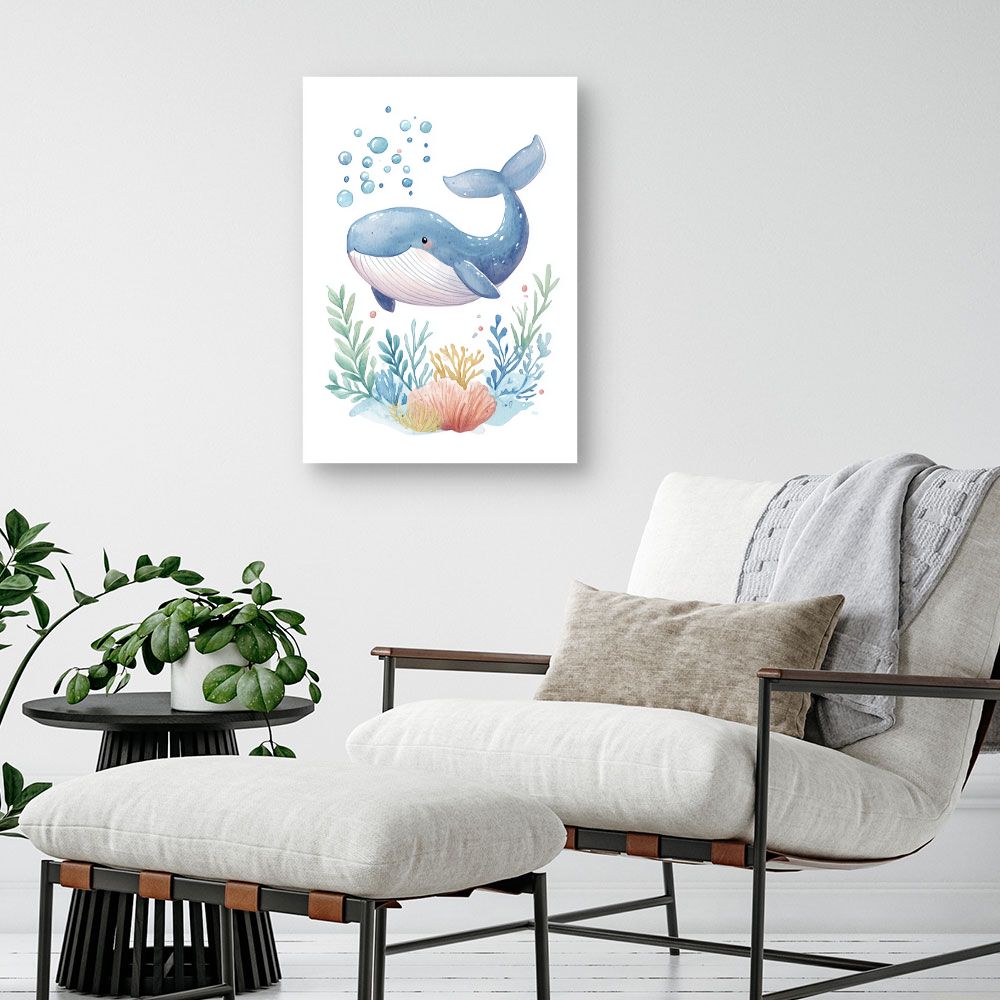 Tableau imprimé pour enfants 'Baleine joyeuse'