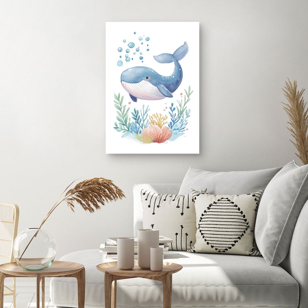 Tableau imprimé pour enfants 'Baleine joyeuse'