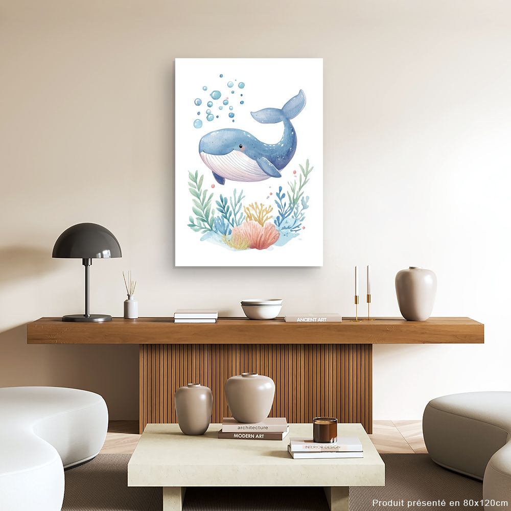 Tableau imprimé pour enfants 'Baleine joyeuse'