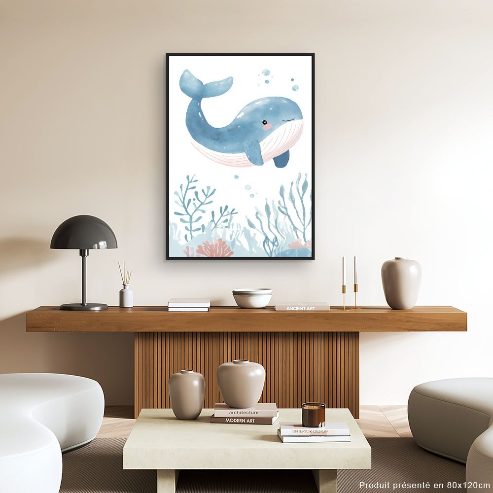 Tableau imprimé pour enfants 'Baleine joyeuse'