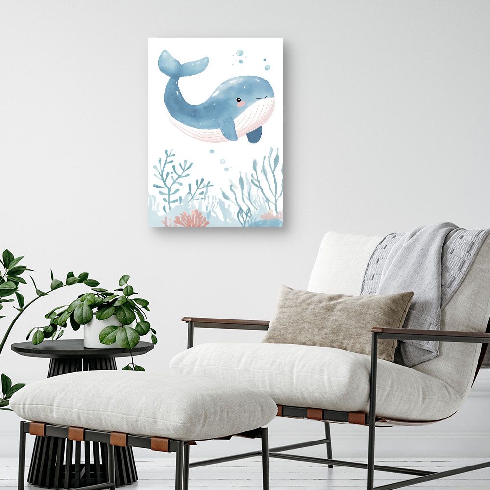 Tableau imprimé pour enfants 'Baleine joyeuse'
