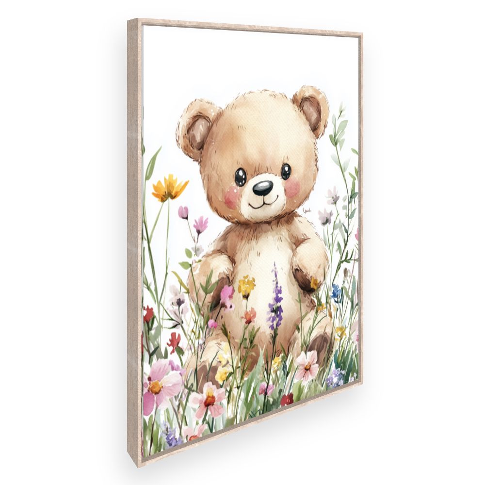 Tableau imprimé pour enfants 'Ourson fleuri'