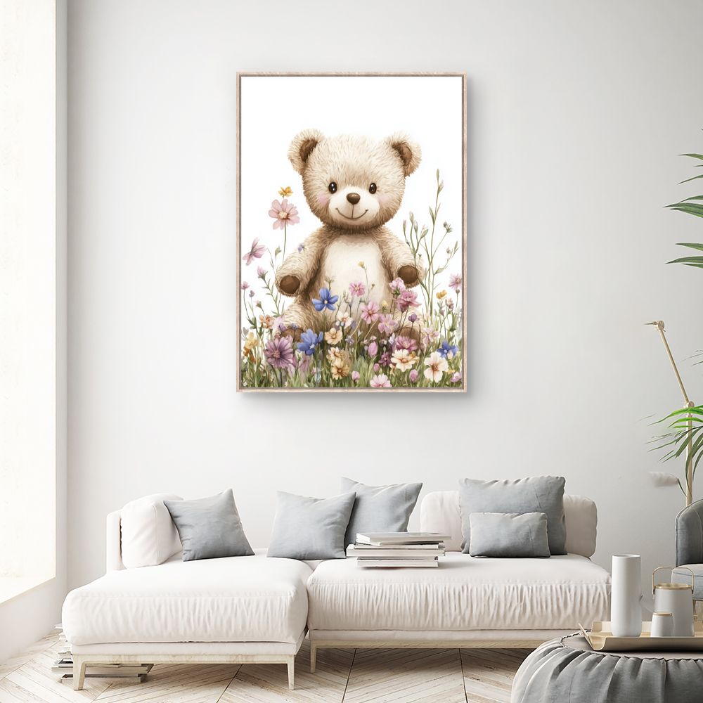 Tableau 'Ourson fleuri'