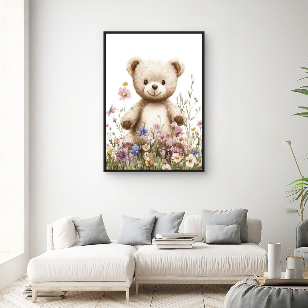 Tableau 'Ourson fleuri'