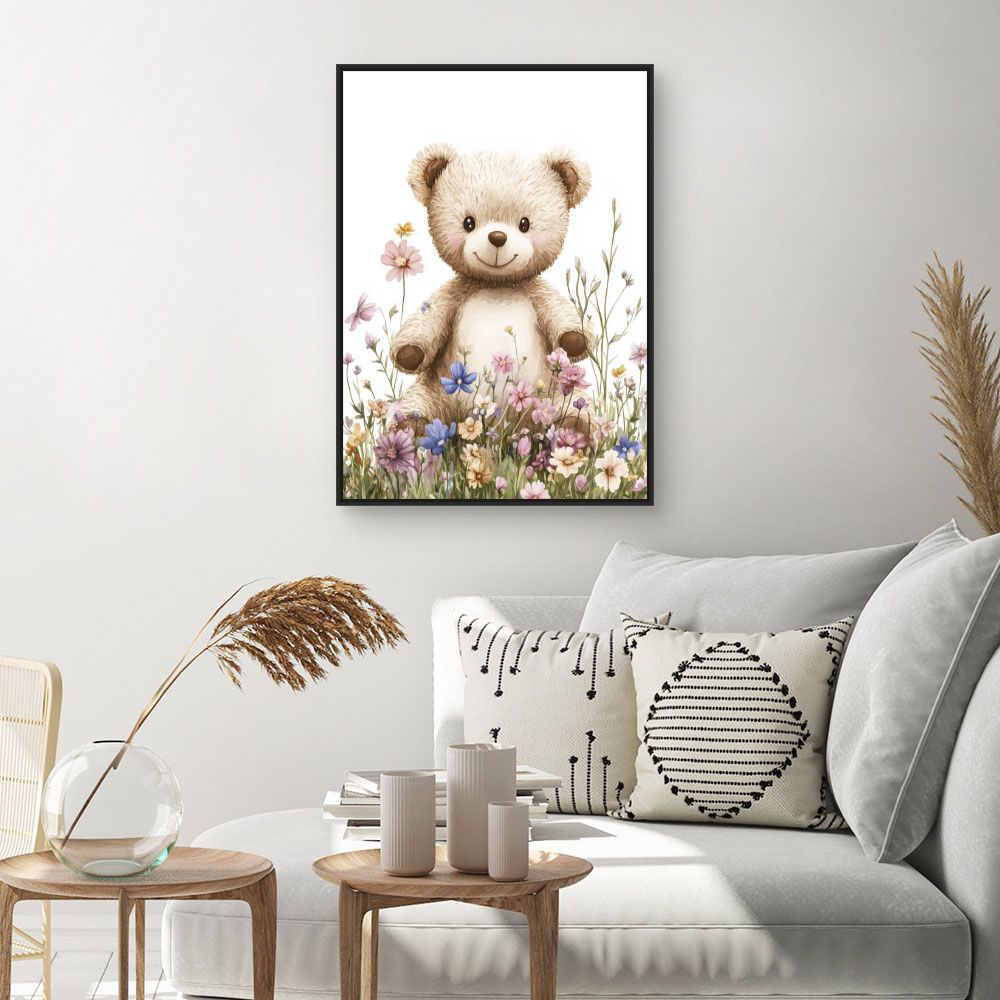 Tableau 'Ourson fleuri'