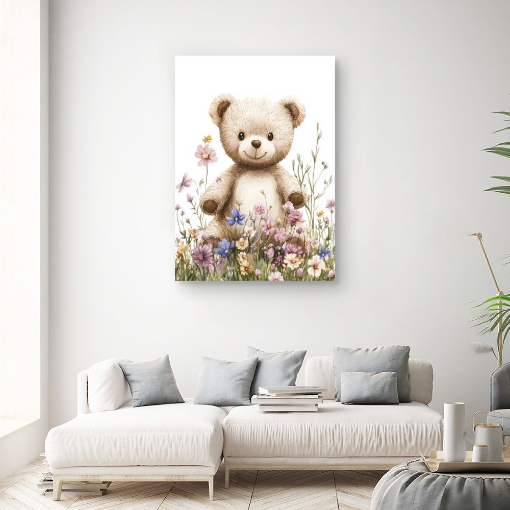 Tableau 'Ourson fleuri'