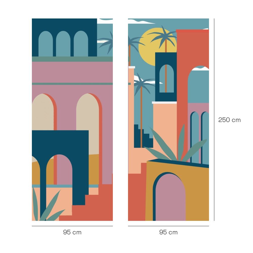 Papier peint "Motifs architecturaux vibrants"