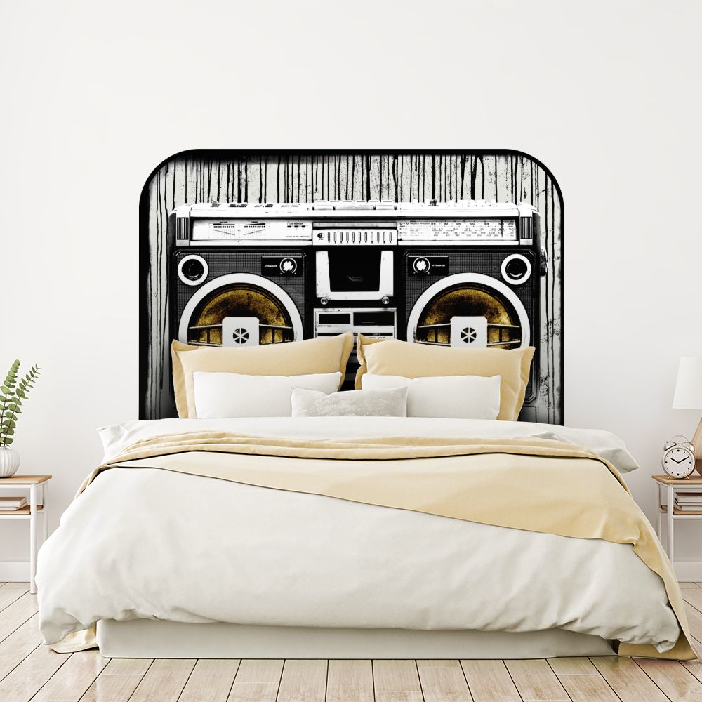 Tête de lit boombox – noir – 180 × 95 cm