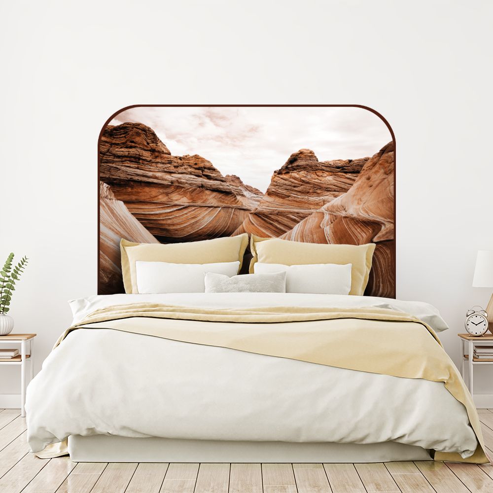 Tête de lit paysage rocheux – marron – 180 × 95 cm
