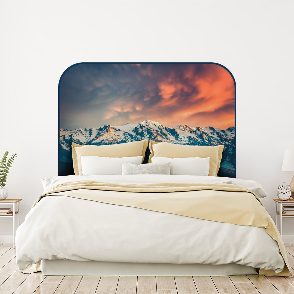 Tête de lit montagnes – bleu – 180 × 95 cm
